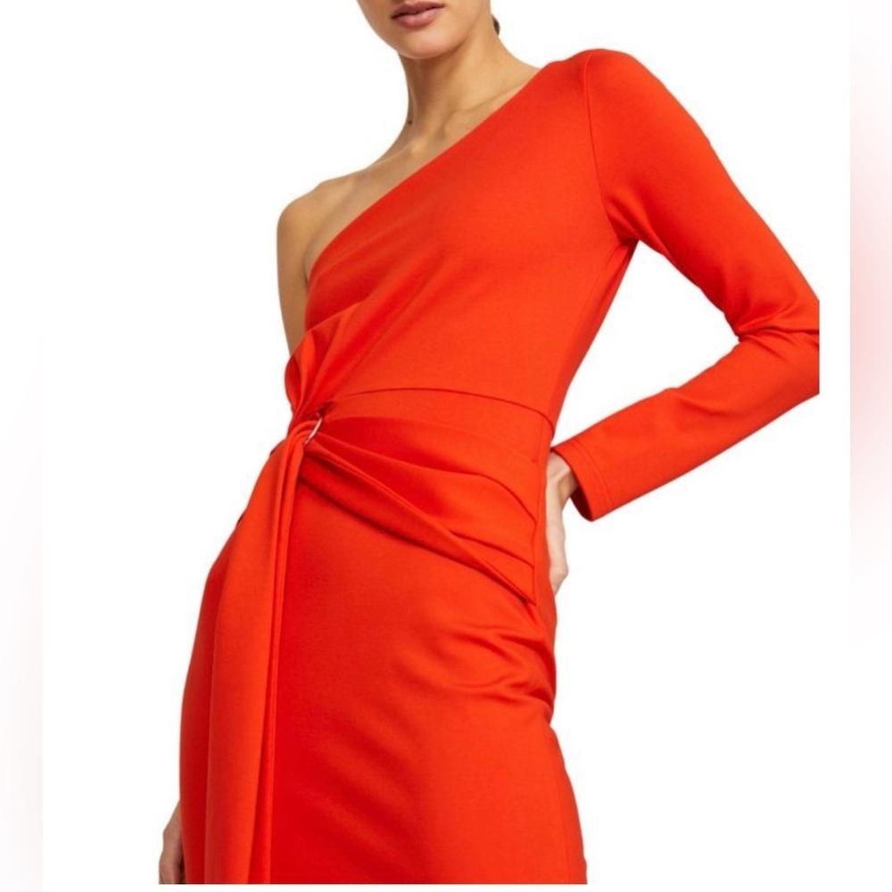 Alexis Orange Red Royale One Shoulder Midi Dress FLAW GUC #2137